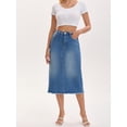 thumbnail image 7 of DARING DIVA Women's Long Denim Split Back Pockets Maxi Jean Skirts Small Blue, 7 of 7