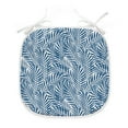 thumbnail image 1 of Navy Blue Dining Chair Pad, Tropical Rainforest Inspirations Blue Palm Tree Leaves Abstract Exotic Nature, Water Resistant Pillow with Straps for Kitchen Seats, 4 Pieces Set, Blue White, by Ambesonne, 1 of 5