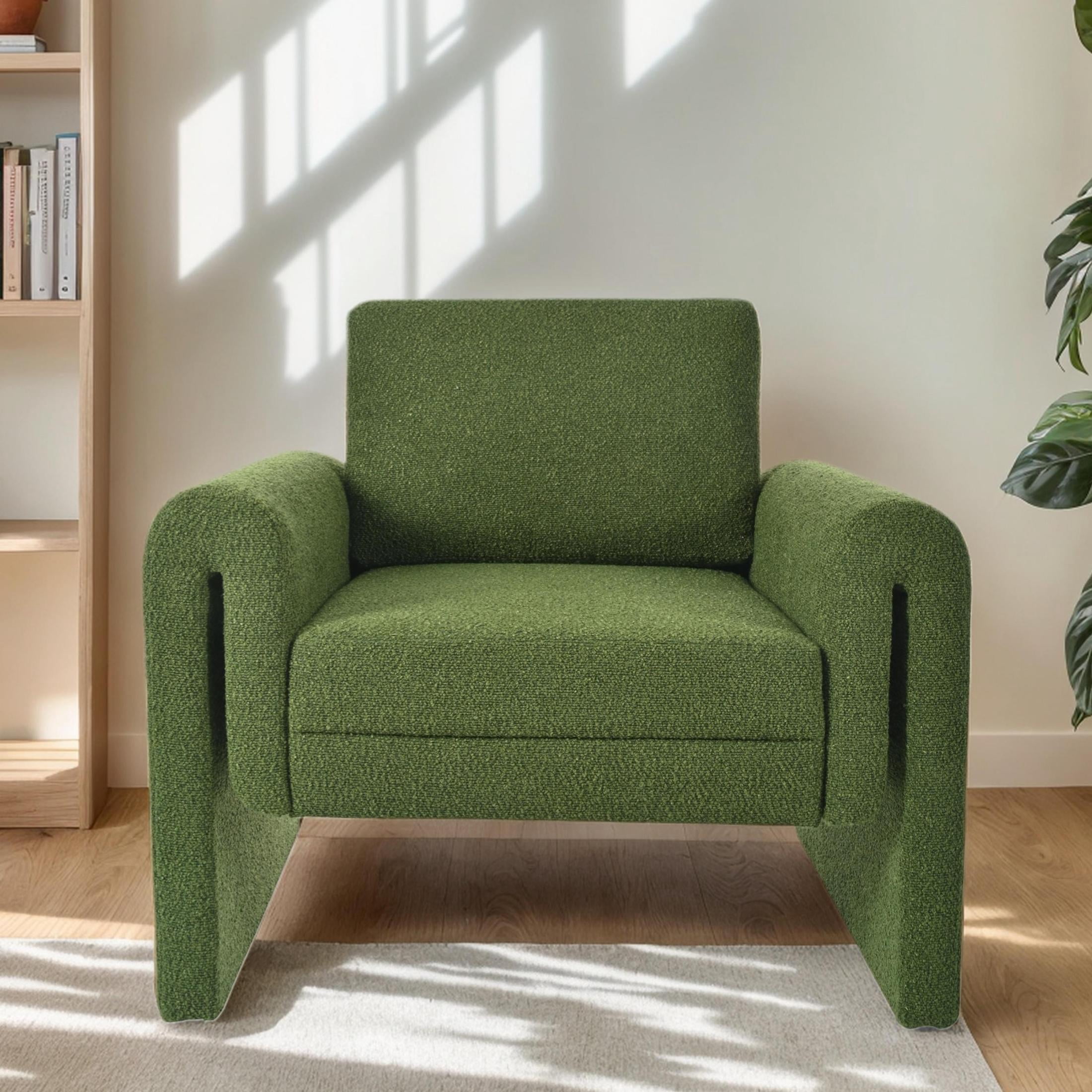 Christopher Knight Home Modern Bouclé Upholstered Accent Chair, Sculptural Armchair, Green
