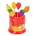 thumbnail image 1 of Ounissouiy Paquete de 6 palillos de frutas con soporte, tenedores de postre de acero inoxidable, fiambrera para fiestas, cubiertos de cocina Cocina y Comedor, 1 of 6
