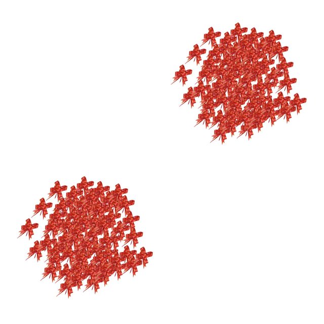 Cateissary Cesta de flores para regalo de 200 piezas, estilo de hilo dorado con cinta, accesorio de aniversario, decoración de boda, manualidades borde de oro rojo 2Conjunto