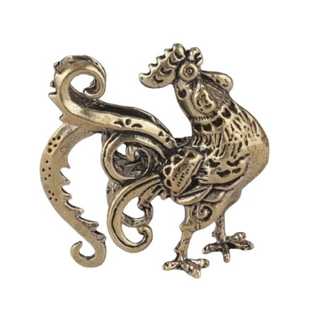Small Sculpture Home Decor Gifts Tabletop Figurine Brass Big Cock Animal Statue