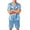 BOP49-Light Blue, variant on Satin Pajamas For Men Silk Pjs Short Set 2 Piece Button Up Lightweight Lounge Sets Short Sleeve Sleepwear Green 4XL