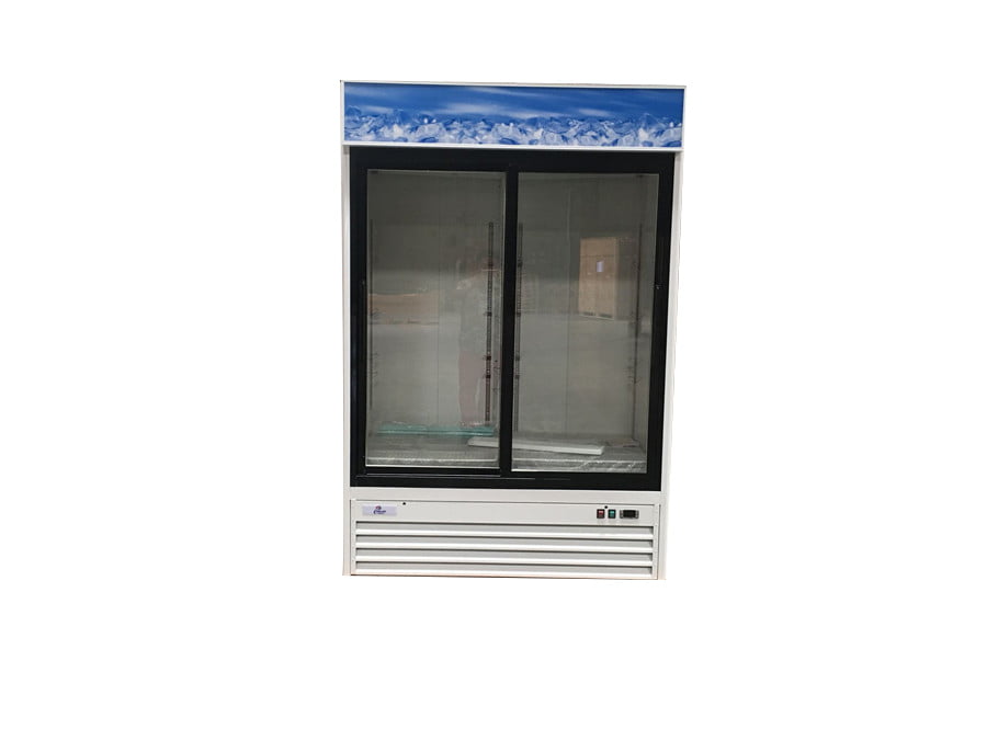Large Capacity Glass Front Double Door Display Cooler 45 Cu Ft Merchandiser Refrigerator 