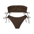 thumbnail image 5 of Minjewel Women's Strapless Bikini Top & Bottom Set Two Piece Sexy Push Up Swimsuit for Beach Photos Summer Vacation,Coffee,M, 5 of 7