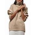 thumbnail image 3 of Women'S High Neck Sweaters Loose Fit Fall Winter Pullover Jumper Tops Shallow Khaki M, 3 of 6