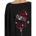 thumbnail image 3 of DYMADE Women Plus Size Glass Printing Pullover T-shirt Casual Loose Long Sleeve Top, 3 of 4