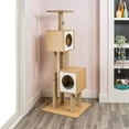 thumbnail image 6 of THE LICKER STORE Sawyer 56" 3-Tier Minimalist Jute Cat Tree Condo with Scratching posts, and Fuzzy Toy, Brown/White, CTR1011A, 6 of 9