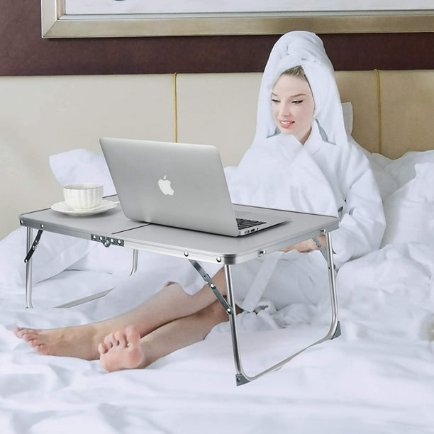 Table pliable pour ordinateur portable pour lit léger petit déjeuner  plateau de lit portable mini pique-nique espace de rangement support  debout, jambe pliante bureau ordinateur portable table tour pour les  enfants faire
