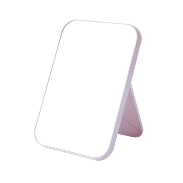 Espejo de maquillaje WOIWO HD de escritorio plegable cuadrado rosa claro