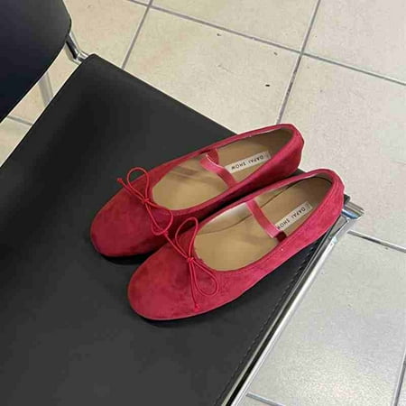 Mary Jane Flats Women Luxury Designer Genuine Leather White Red Designer Ballet Shoes Girl 2024 Sweet Match Skirt