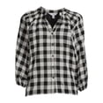 thumbnail image 2 of Time and Tru Women's Button Down Top with Puff Sleeves, 2 of 5