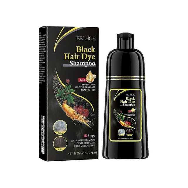 Black Hair Dye Shampoo 3 in 1 Champu Para Canas for Gray Coverage, black pure nature_c*