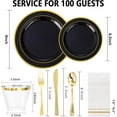 thumbnail image 2 of 700PCS Black Plastic Plates - Gold Disposable Plastic Dinnerware Set Include 200 6.3inch/9inch Black Plates, 300 Silverware, 100 Napkins, 100 Cups for Party & Wedding & Holloween, 2 of 18