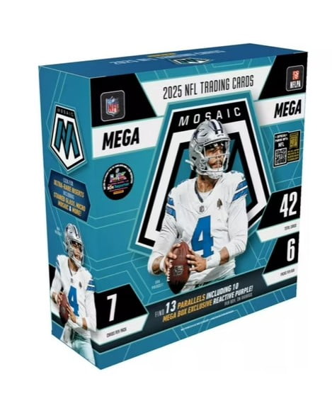 2025 Panini Mosaic Football Trading Card Mega Box