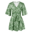 thumbnail image 3 of WILLBEST Dresses et Combinaison Robe Plissée à Volants à Manches en V à Fleurs pour Femmes, 3 of 4