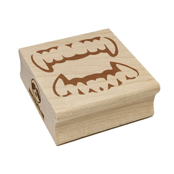 Vampire Teeth Fangs Jaws Mouth Halloween Square Rubber Stamp Stamping Scrapbooking Crafting - Small 1.25in