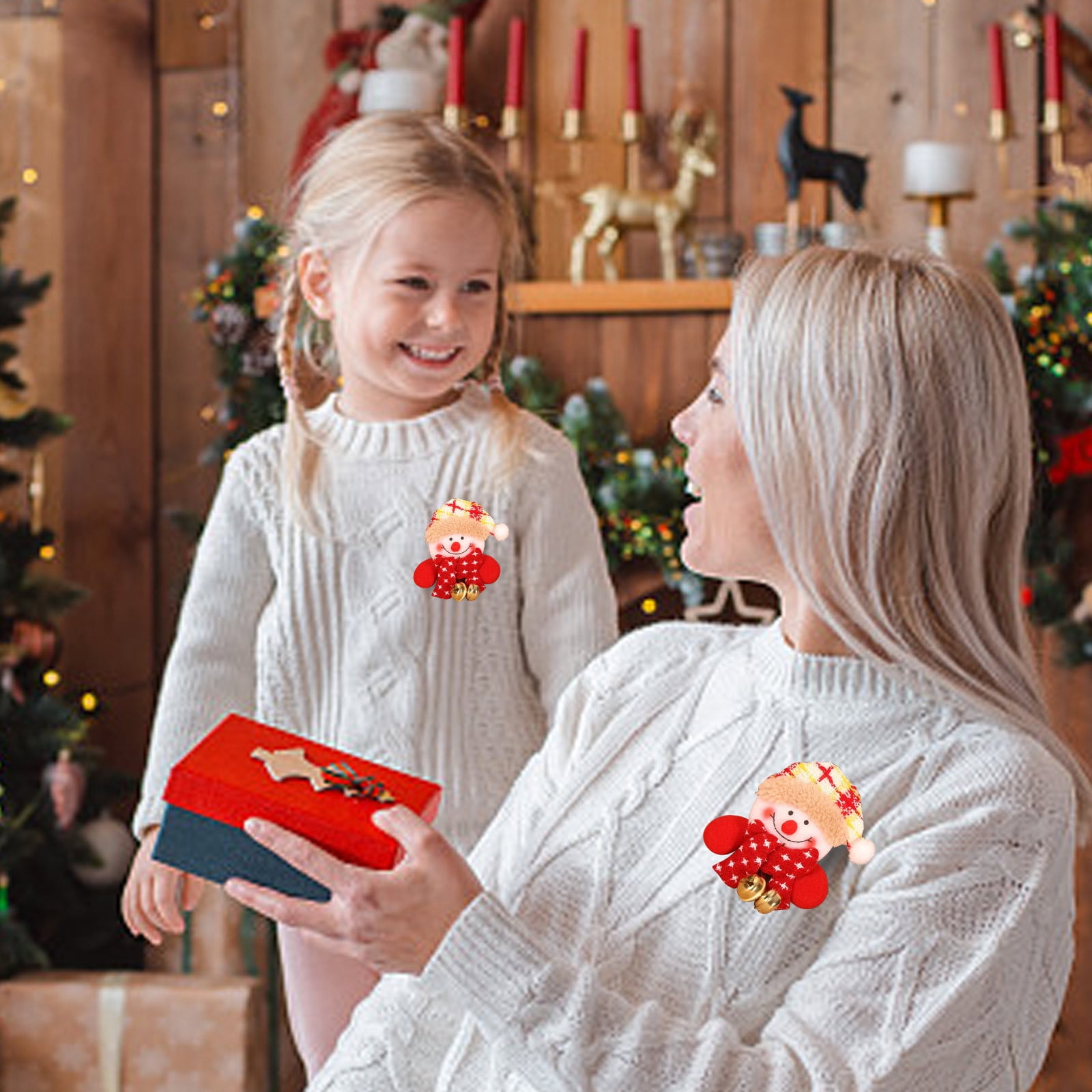 Lot De 4 Broches De Noël Pour Femme - Strass Cristal, Alliage, Rouge Et Vert, Pour Veste, Sac, Décorations De Fêtes