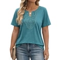 thumbnail image 3 of Fantaslook Lace Plus Size Tops for Women V Neck Short Sleeve Blouses Summer Tunic Shirts, 3 of 11