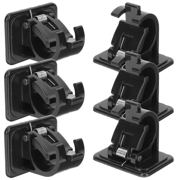 COMPUKAS 6Pcs Black Plastic Adhesive Installation Curtain Rod Holders for Home Decor Accessories