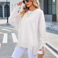 thumbnail image 3 of Defitshape Women's Sweatshirt Long Sleeve Pullover Fall Hoodless Fashion Thick Workout Crewneck Winter Pullover Top White Small, 3 of 4