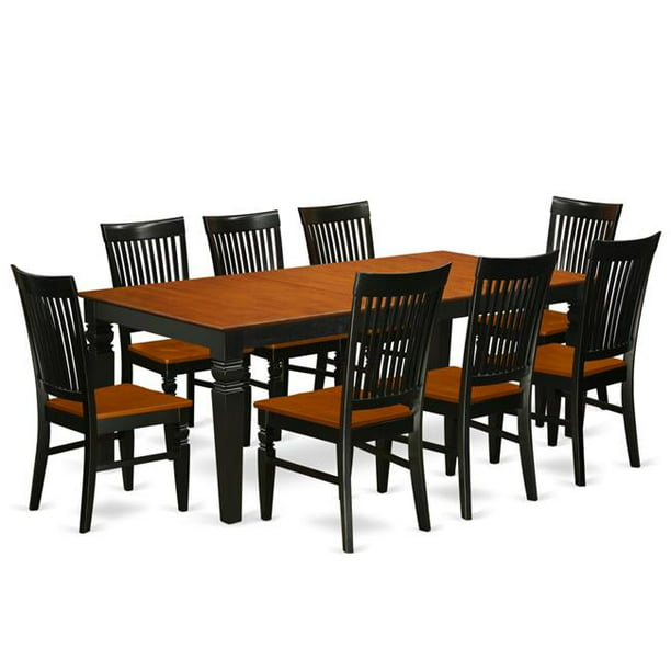 East West Furniture Lgwe9 Bch W Kitchen, Black Dining Table Set For 8