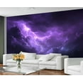 thumbnail image 2 of Lightning Bolt Wall Murals For Bedroom - Purple Thunder Storm Murals, Nature Wall Mural For TV Background, Lightning Large Mural 98.4"W x 68.9"H (Not Peel and Stick), 2 of 6