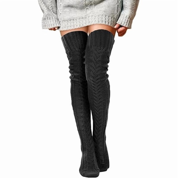 Fu997 Women's Cable Knitted Boot Socks Extra Long Thigh High Winter Stockings Over Knee Leg Warmers