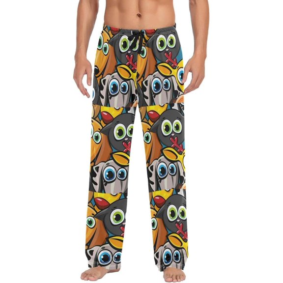 GZHJMY Cute Cartoon Dog Mens Pajama Pants, Comfortable and Soft Men Pajama Bottoms with Pockets and Drawstring, Christmas New Year Birthday Father's Day