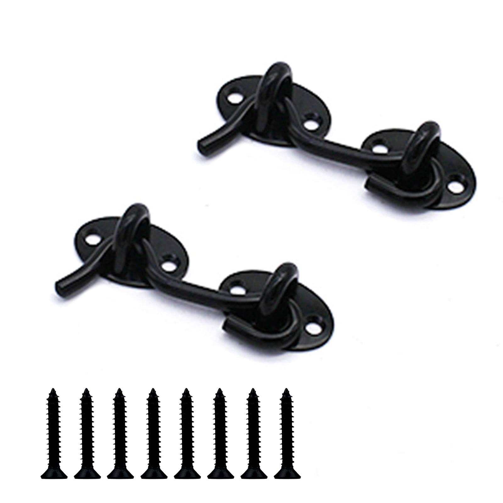 DOITOOL 2PCS 6 Inch Hook and Eye Latch Black Heavy Duty Solid Stainless Steel Gate Latch for Wooden Fences or Metal Gates,Safety Sliding Barn Door Latch Lock for Barn Door,Window,Shed 6 Inch,Black