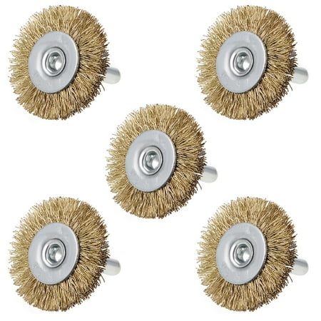 

1-1/2Inch Wire Wheel Brush Bench Copper Plated Crimped Steel 1/4-Inch Shank 5pcs