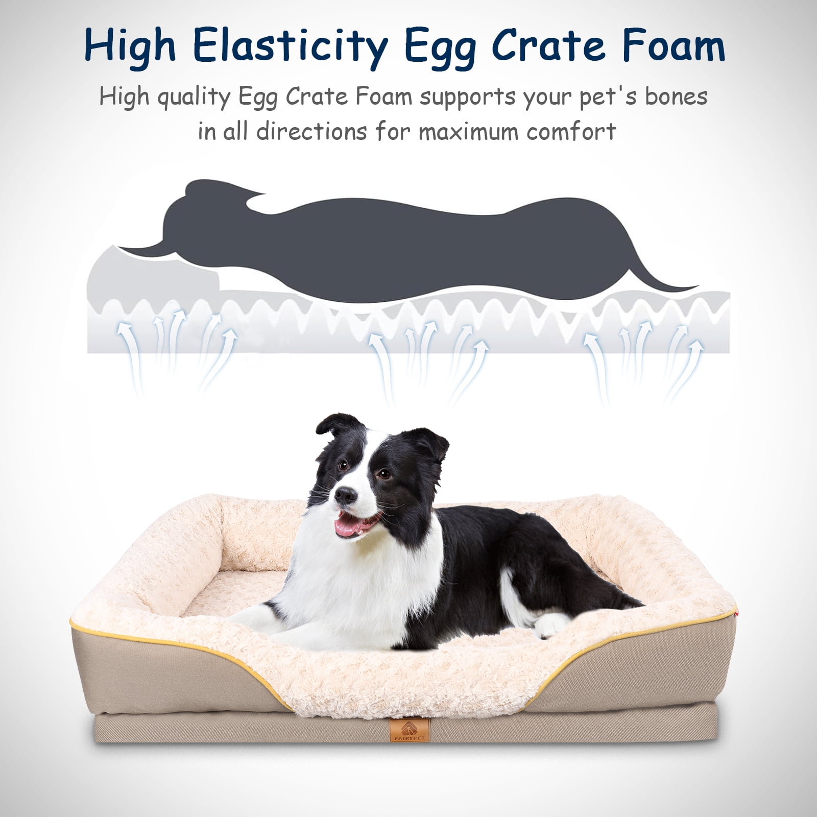 MUMTOP Orthopedic  Dog Bed  with Cooling Breathable Memory Foam , Washable Cover and Non-Slip Base
