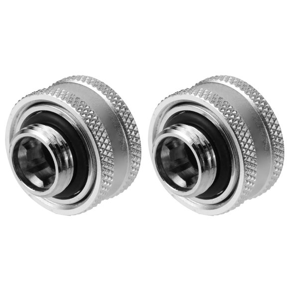 Dracaena 2 Pack G1/4" Thread to 16MM OD Hard Tubing Compression Fitting with Rings for Rigid Acrylic Tube for Computer Water Cooling System, Silver
