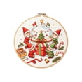 thumbnail image 2 of Christmas Cross Stitch Kit Elves Workshop Snow Globe Gift Round Hoop, 9.5 Inch Pre-Printed Canvas DIY Holiday Wall Decor for Adults, 2 of 5