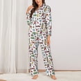 thumbnail image 2 of Lsque Retro Style Pattern Long Sleeve Pajama Set for Women - Soft 2-Piece Sleepwear and Loungewear Set with Pockets, Comfy Nightwear-Large, 2 of 7