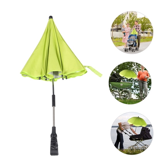 LULULION Clip On Stroller Sun Shade Baby Stroller Umbrella Green Fabric Sun Shade 1Pcs