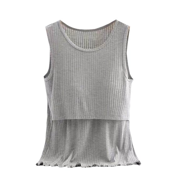 Bwiyojiz Sizes M-XXXL Maternity Summer Clothes Women Solid Color Breast Feeding Pregnant Nursing T-Shirt Blouse Sleeveless Round-Neck Tank Spring's Tops Trends Clothes, Gifts for Mom