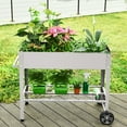 thumbnail image 4 of Pushable Grey Metal Raised Garden Bed, Outdoor/Indoor Garden Pots with Handles, Wheels and Shelves, Apartment Patio Stand for Vegetables Flowers Fruits from LAZYLAND, 4 of 7
