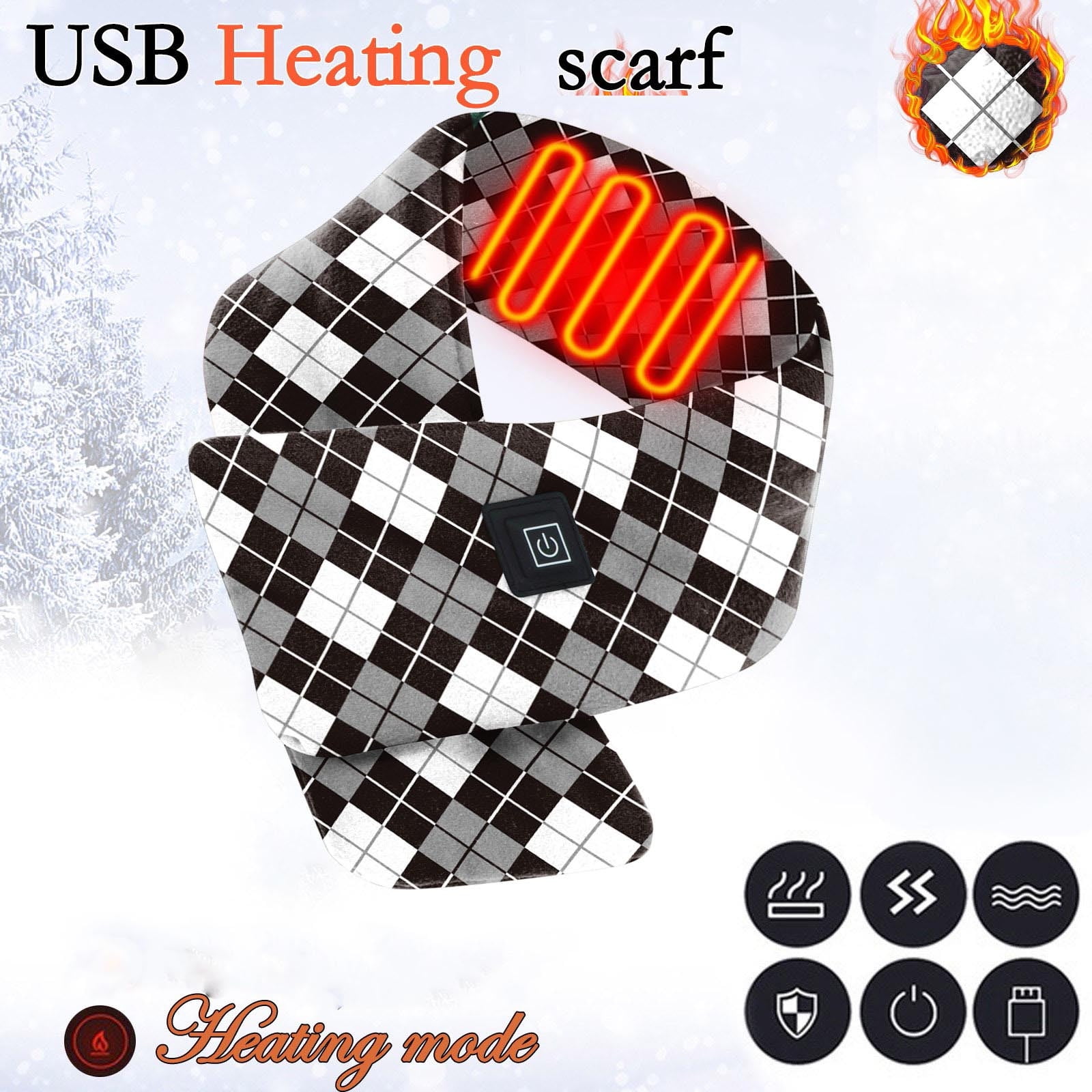 purcolt USB Heated Scarf, Portable Electric Neck Heating Pad Wrap for