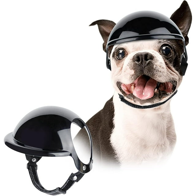 Casco para perros pequeños, casco de motocicleta para perros con orificios para las orejas y correa ajustable, cascos de seguridad para perros para conducir al aire libre, pequeño