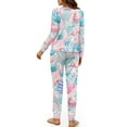 thumbnail image 3 of Yuyamidu Shell Women Nightwear Set of 2 Female Pj Relaxed Pajamas Size 2XL Women's Long Sleeve Pj Sleep Set Starfish Scoop Neck Sleepwear with Pockets, Blue Pink, 3 of 7
