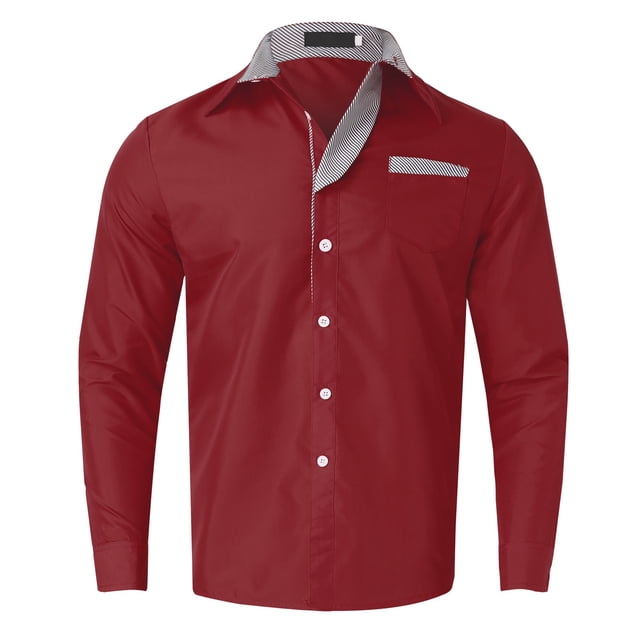 Men's Fashion Casual Long Sleeve Shirt - Solid Color Collar Button Design, Cotton Linen Blend for Work/Leisure