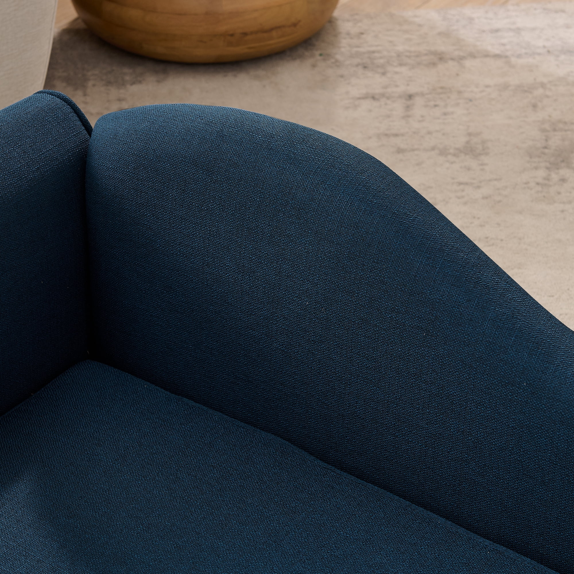 Oversized Pet Sofa for Medium/Large Dogs, Modern Irregular Wave Backrest, Single Armrest, Premium Breathable Linen Fabric, Soft Cushion & Low Plastic Feet, Dark Blue