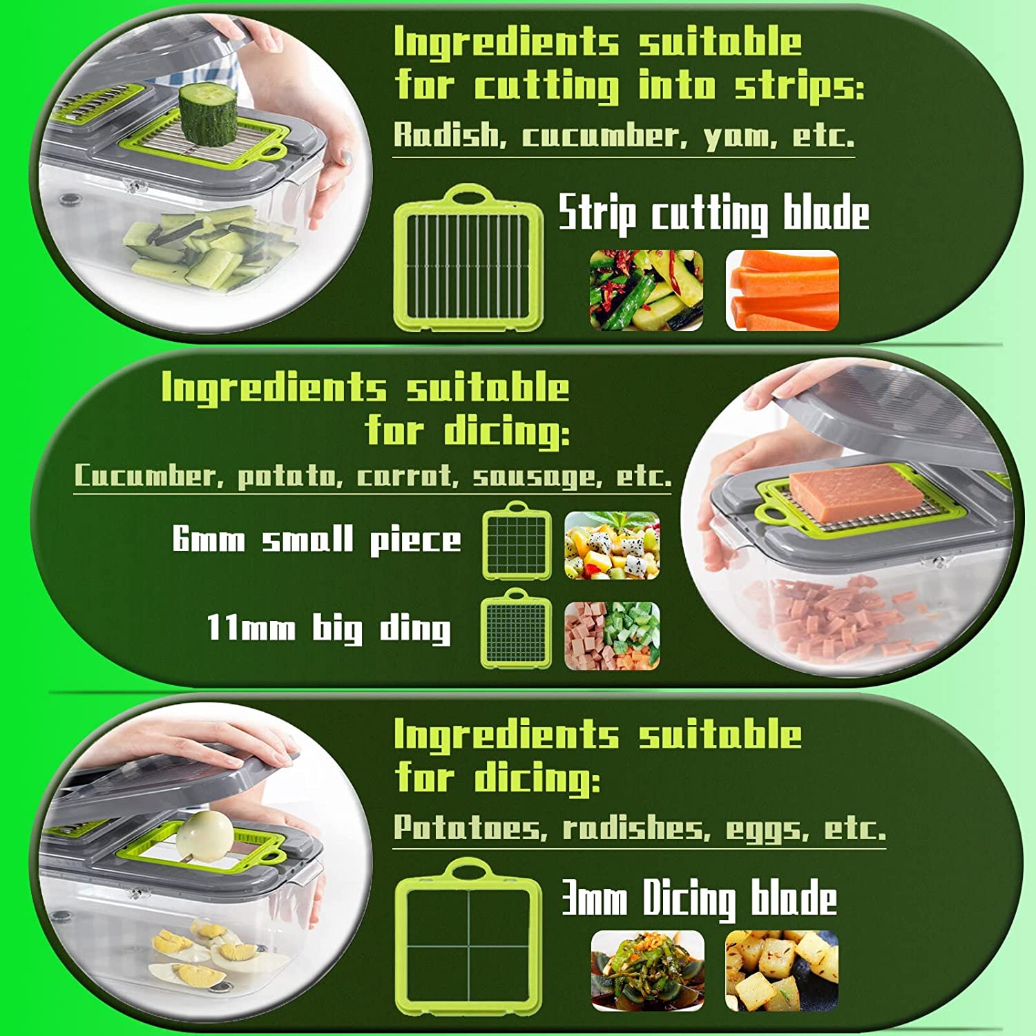 Vegetable Chopper, Onion Chopper, Mandolin Slicer, Pro 20 in Professional  Food Chopper Multifunctional Vegetable Chopper  Slicer, Dicer, Adjustable Vegetable  Chopper with Container