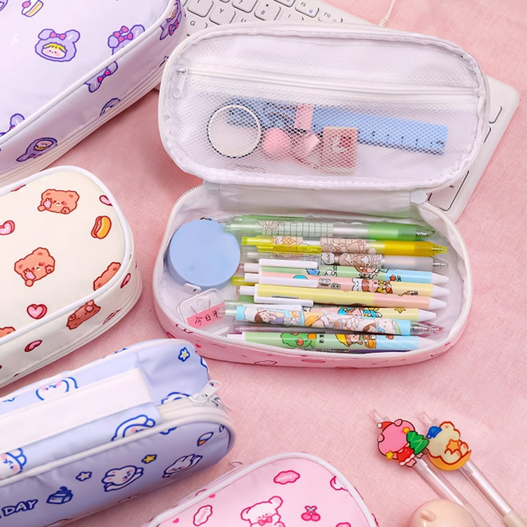 Cute Cartoon Stand Up Pencil & Pen Case Box Pouch, Portable Art School  Office Cosmetic Bag, Large Lightweight Canvas Holder For Kids Students  Adults G