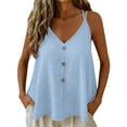 thumbnail image 2 of qelini Linen Tank Tops for Women Plus Size Spaghetti Strap Long Tee V Neck Sleeveless Shirt Solid Color Cloths, 2 of 8