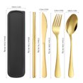 thumbnail image 4 of Portable Cutlery Set, 4-Piece 304 Stainless Steel Knife, Fork, Spoon, and Chopsticks with Carry Case, 4 of 5