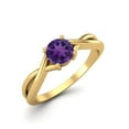 thumbnail image 5 of 0.50 Ctw Round Amethyst Solitaire 925 Sterling SIlver Gold Vermeil Split Shank Valentines Day Gifts Ring, 5 of 6