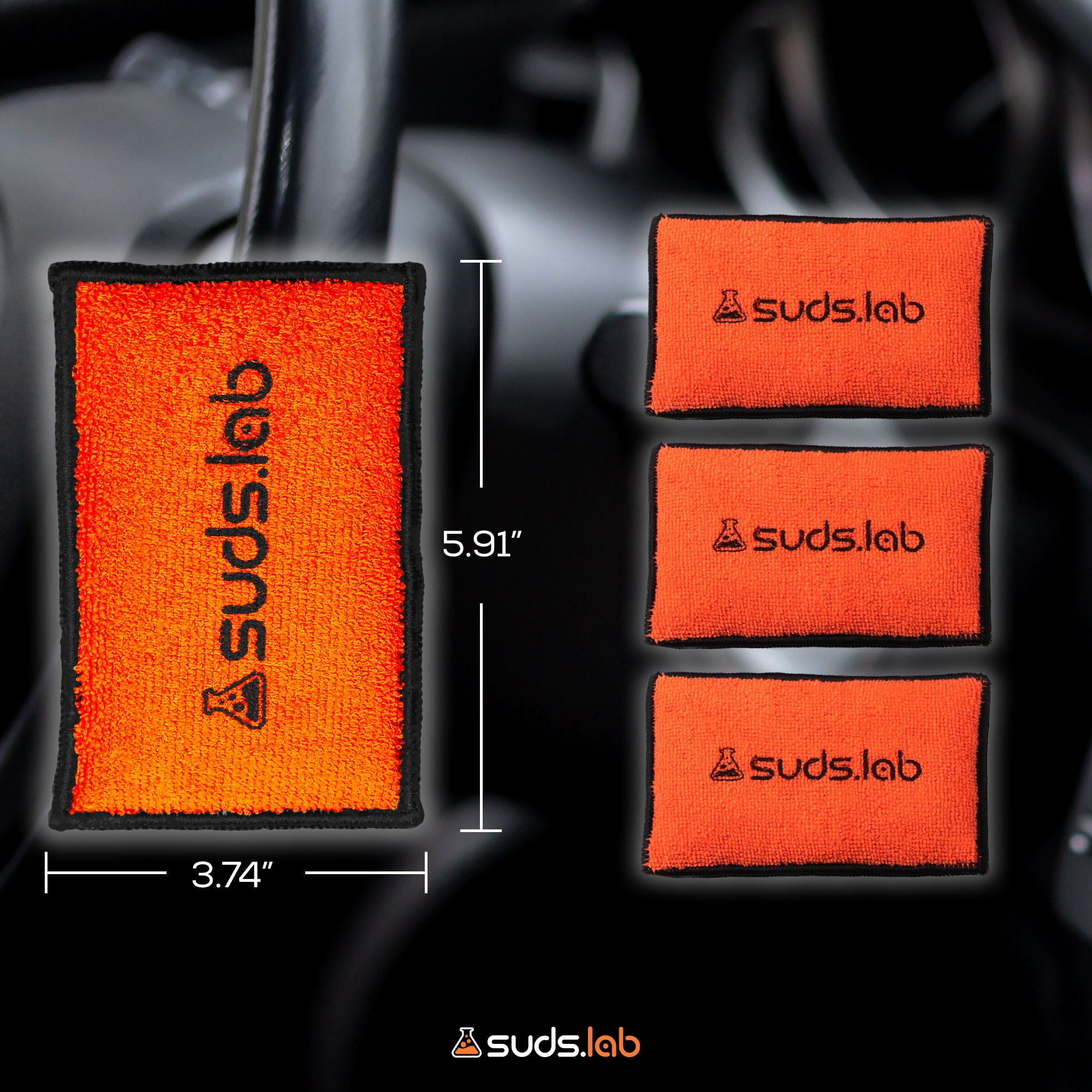 Suds Lab DS Microfiber Detailing Scrub Pad 2 Pack - Car Interior Cleaning & Detailing Microfiber Scrub Pads - Safe On Leather, Vinyl, Plastic, Etc.