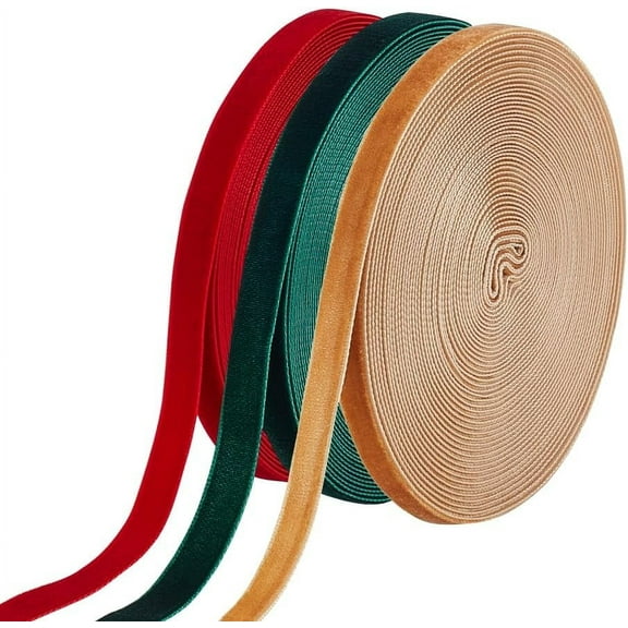 30 Yards 3 Color Single Side Velvet Ribbon Satin Fabric Ribbon Roll Trim Spool Single Face Ribbon